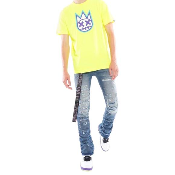 New Men’s Cult of Individuality Hipster Nomad Bootcut Belted Jeans Size 38x34 - Picture 1 of 10